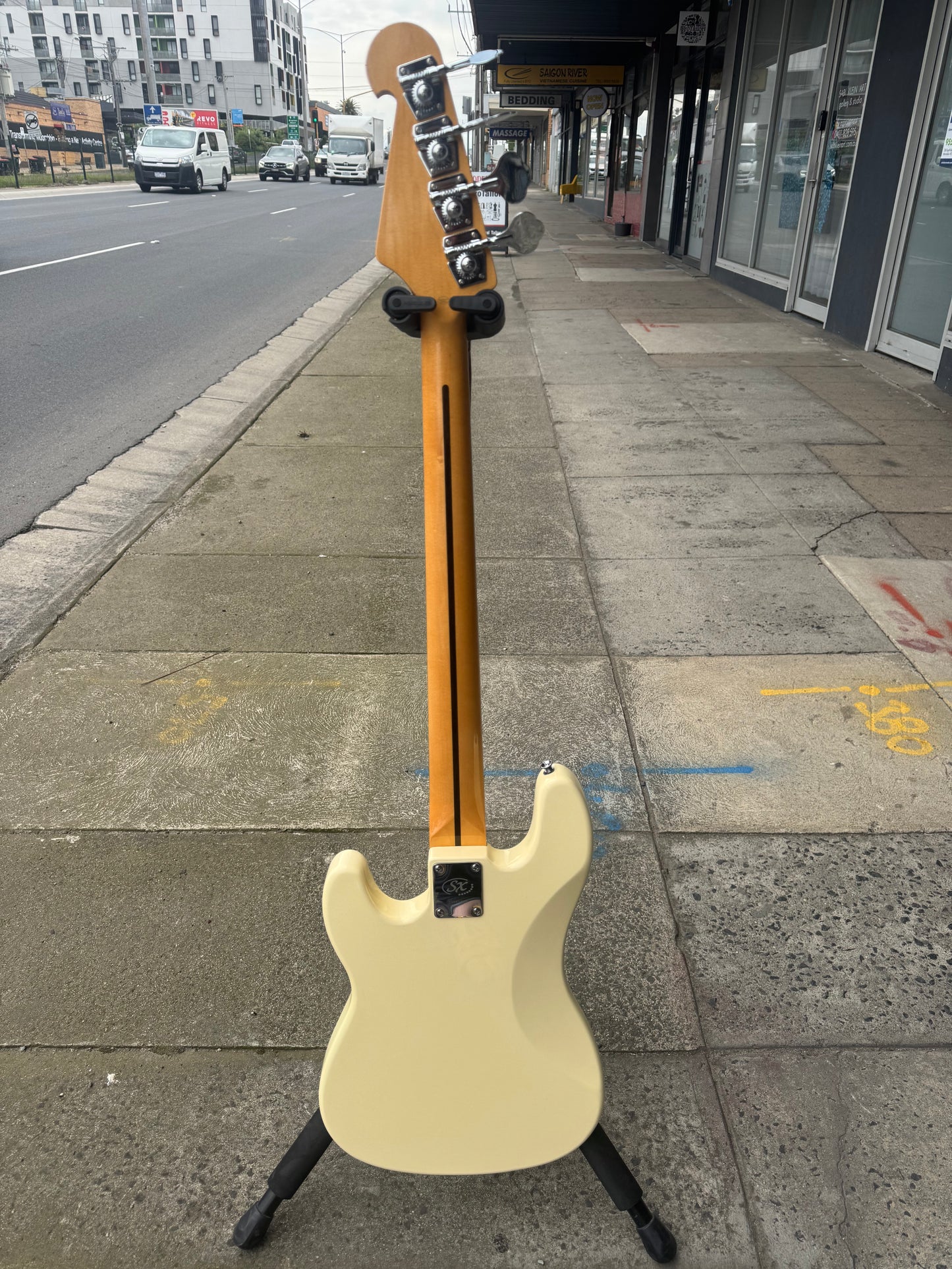 SX VTG Series Vintage PJ Style Bass Guitar | Vintage White