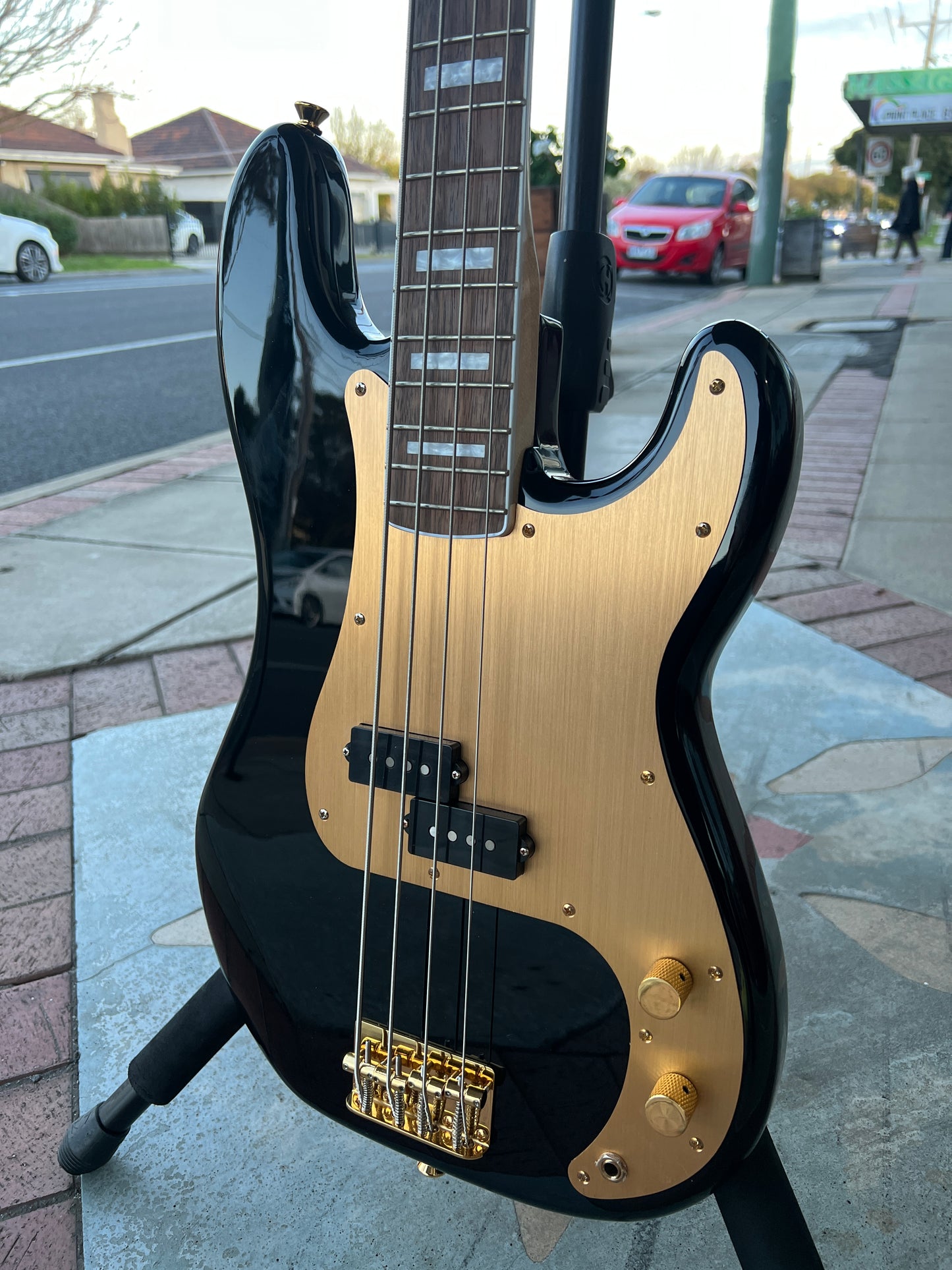 Squier by Fender 40th Anniversary Precision Bass Guitar Gold Edition | Black Gloss ** ON HOLD **