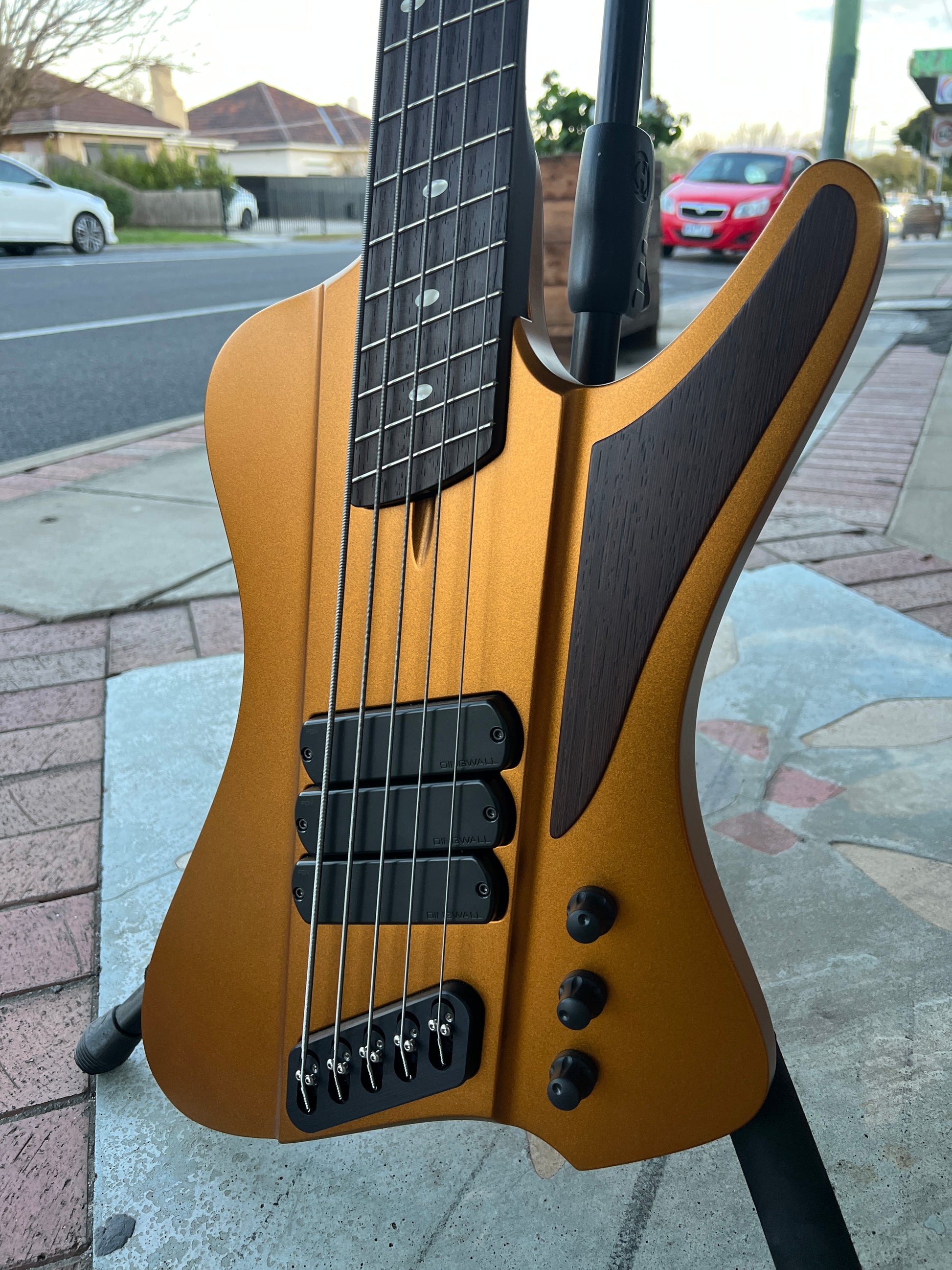 Dingwall Custom D-Roc 5-String Bass Guitar | Satin Metallic Gold
