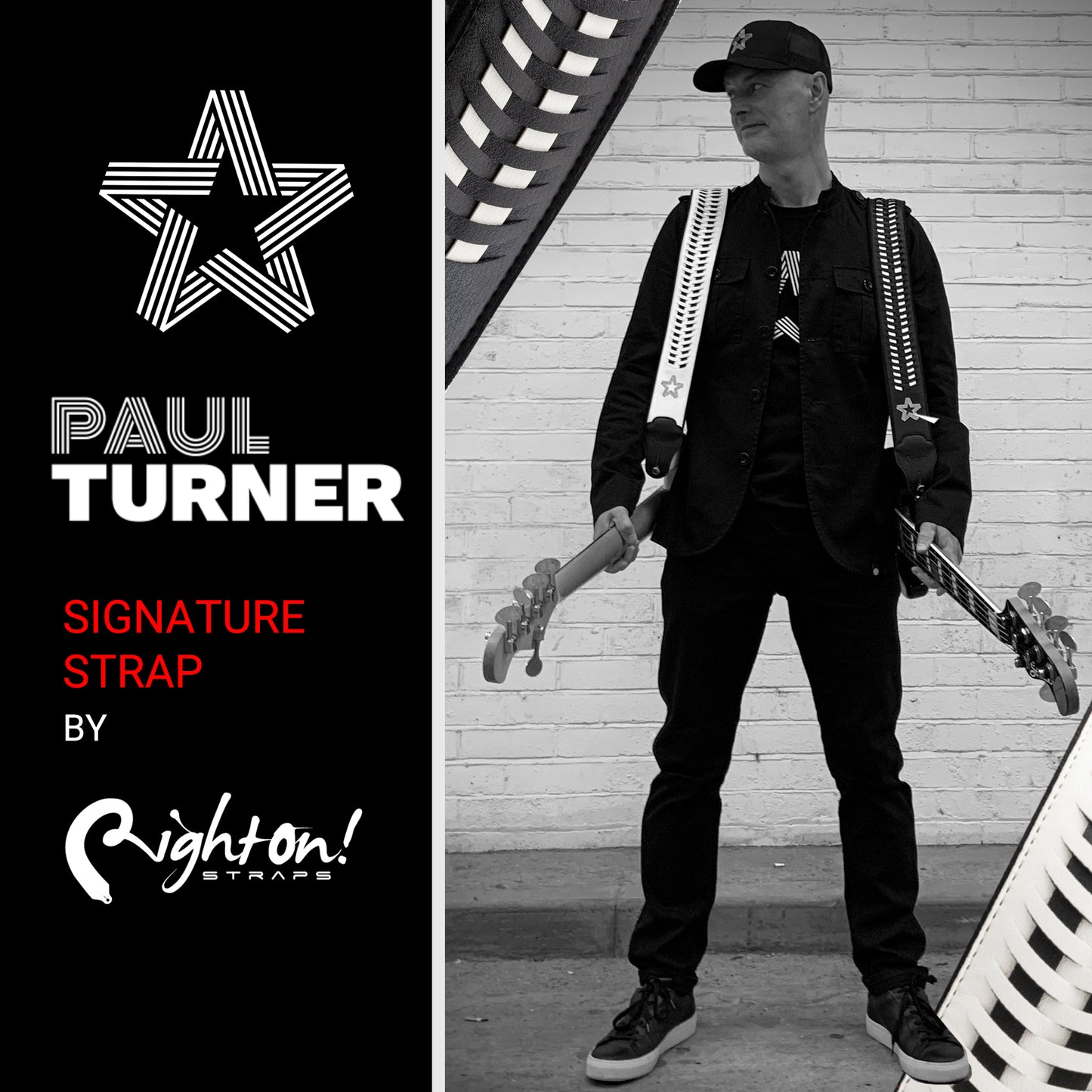 Right On Straps | Groove Paul Turner White Signature Bass Strap - VEGAN LEATHER