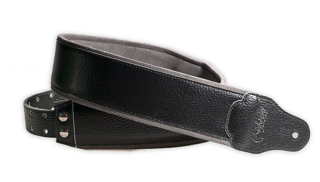 Right On Straps | Graham Black Leather Guitar Strap