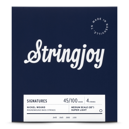 Stringjoy Super Light 4 String Long Scale Nickel Wound Bass Guitar Strings 45-100