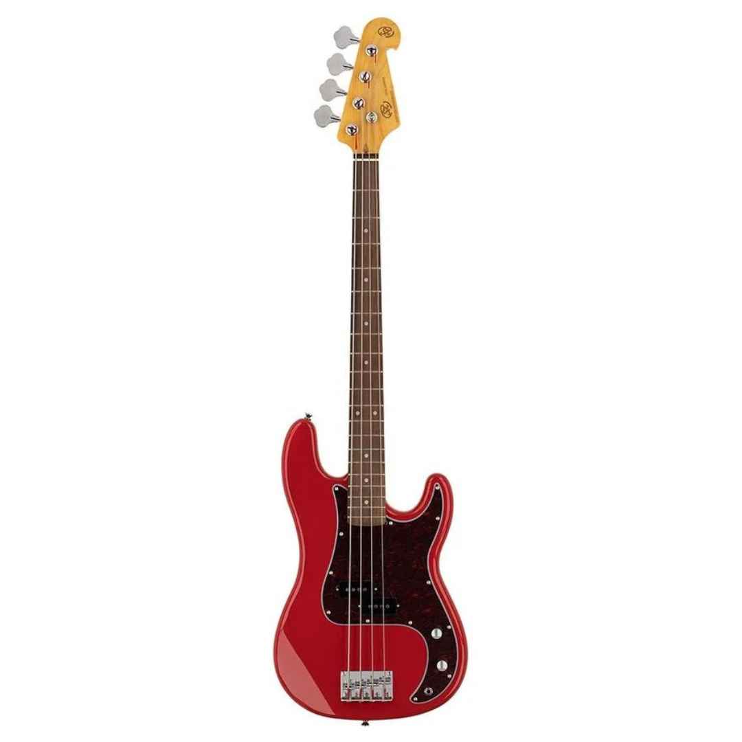 SX SPB62FR VTG Series Vintage P Style Bass Guitar | Fiesta Red