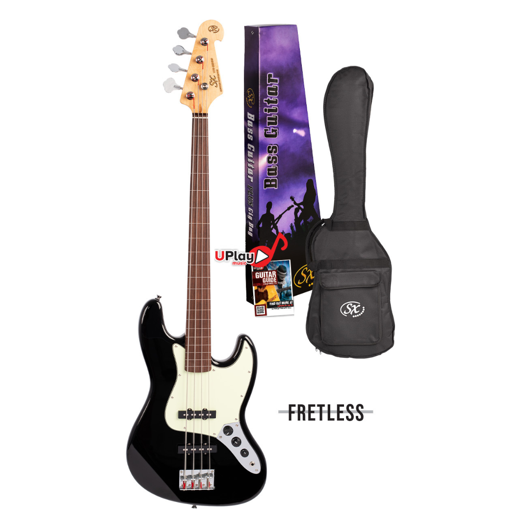 SX VEJ62FB VTG Fretless Jazz Bass | Black