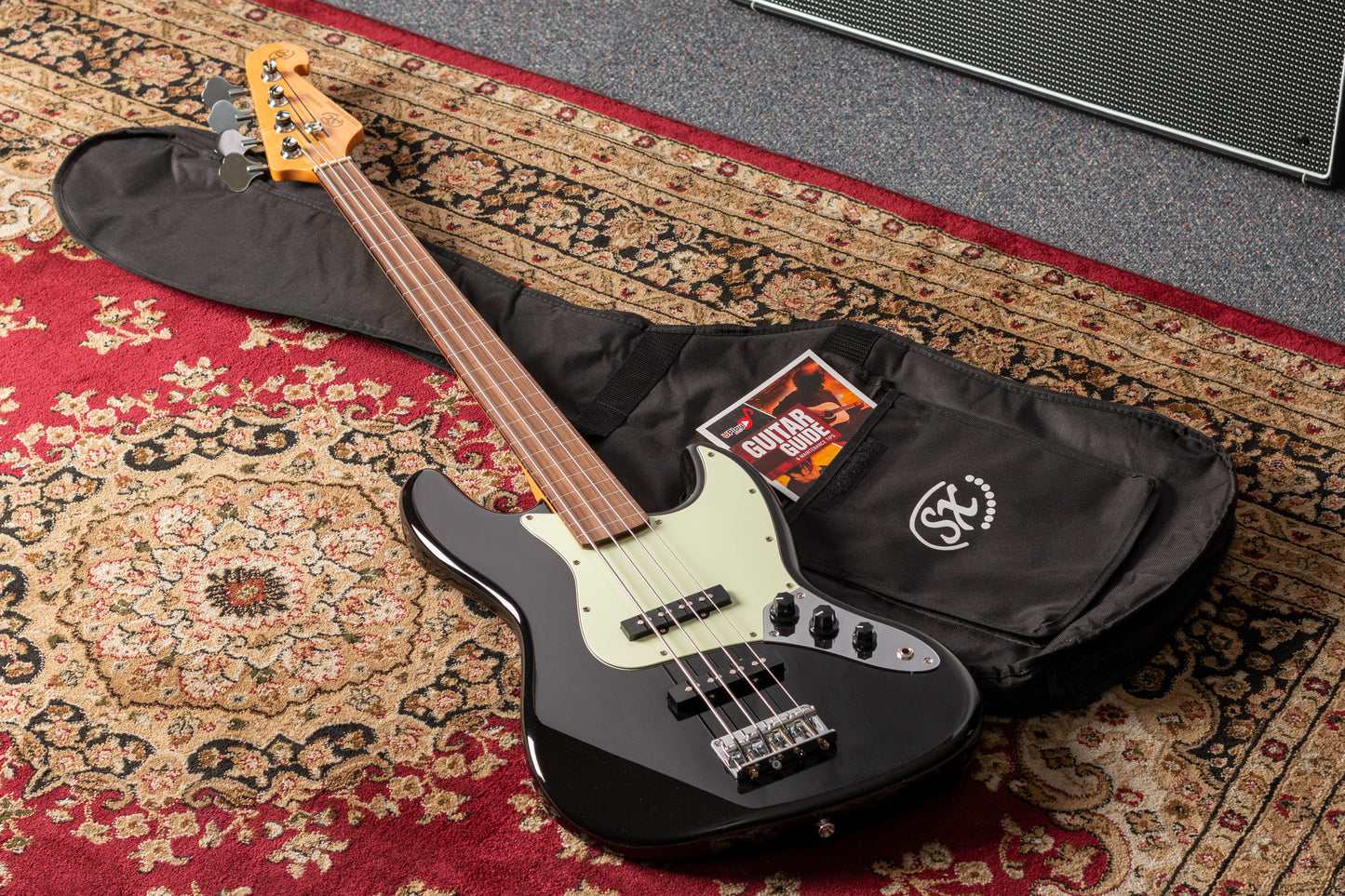 SX VEJ62FB VTG Fretless Jazz Bass | Black
