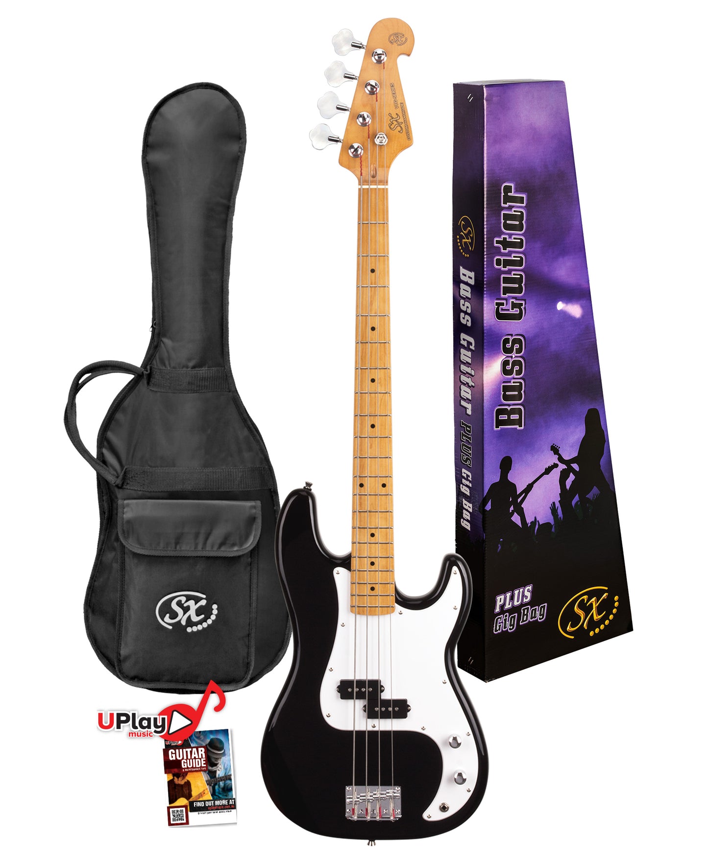 SX VEP57B VTG Series Vintage P Style Bass Guitar | Black