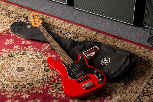 SX VEP62FR VTG Series Vintage PJ Style Bass Guitar | Fiesta Red