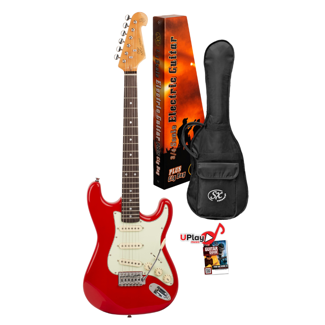 SX VES34FR 3/4 Size Vintage Style Electric Guitar | Fiesta Red