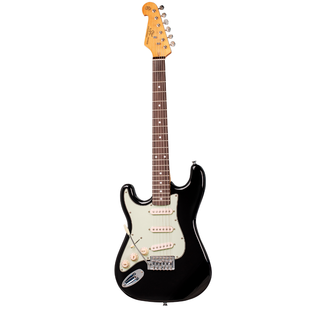 SX VES34LHB 3/4 Size Vintage Style Electric Guitar | Black | Left Handed