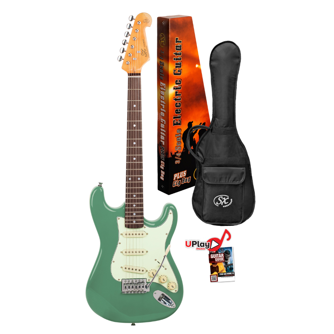 SX VES34VGN 3/4 Size Vintage Style Electric Guitar | Vintage Green