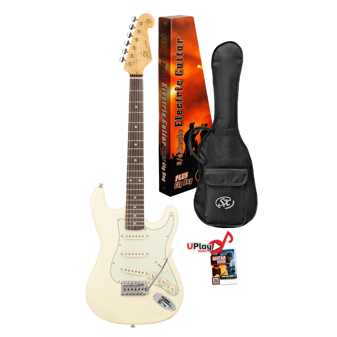 SX VES34VWH 3/4 Size Vintage Style Electric Guitar | Vintage White