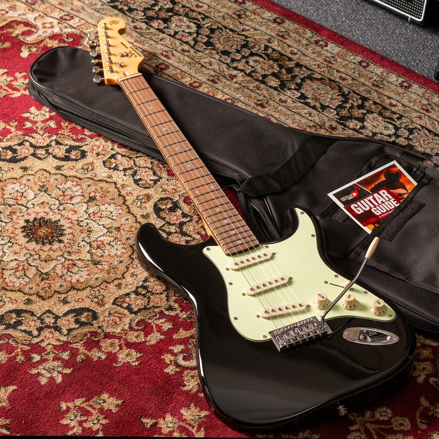 SX VES62B Vintage Style Electric Guitar | Black