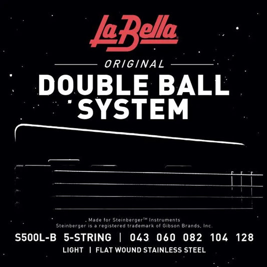 La Bella S500L-B 5-String Double Ball Bass String Set Flat Wound – Light 43-128