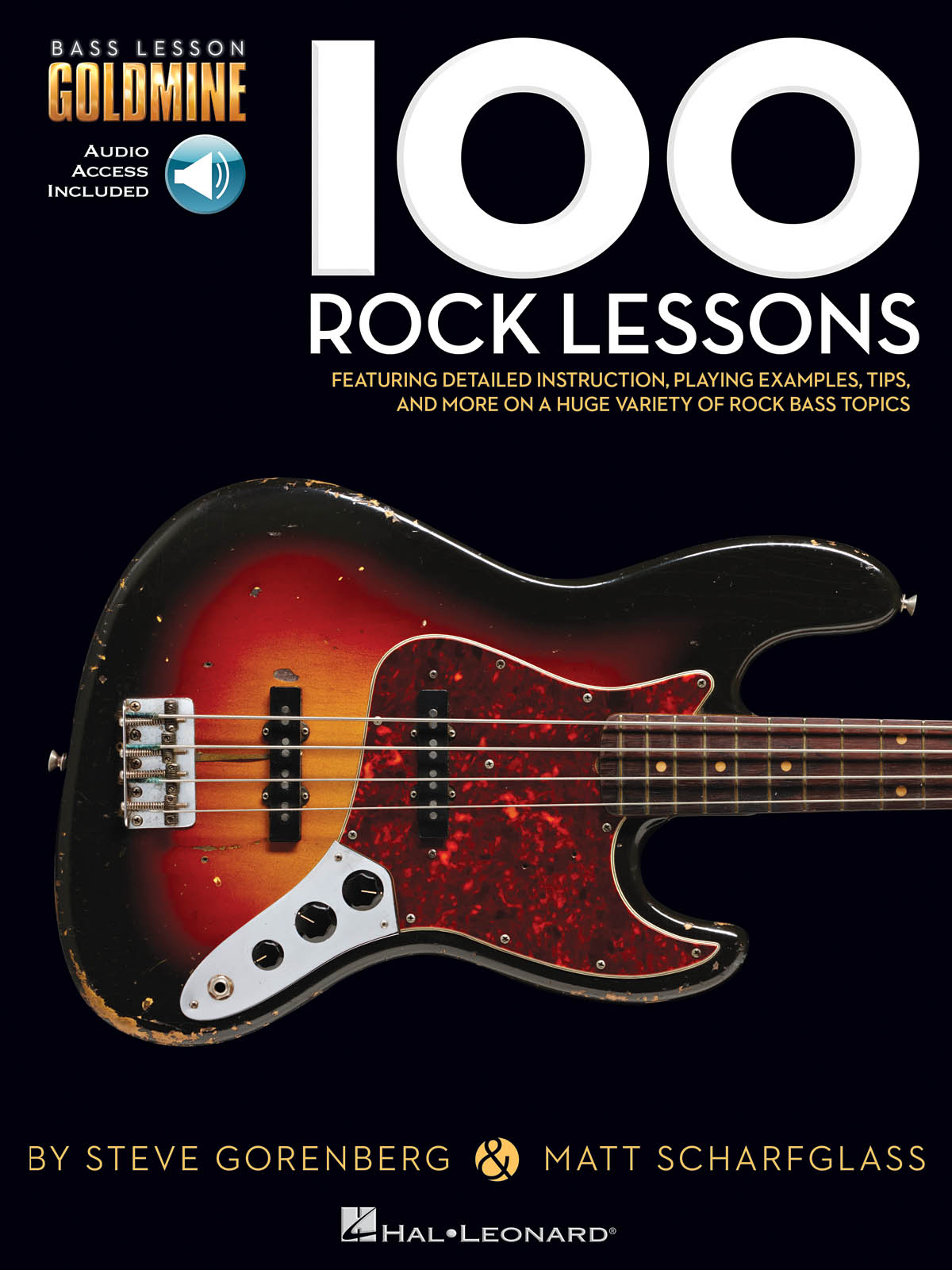 100 Rock Lessons Bass Goldmine Series Bk/Ola