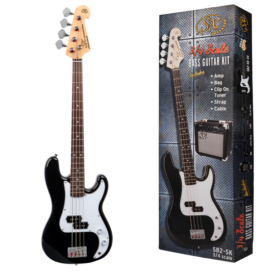 SX P Bass & Amp Package | Black | 3/4 Size