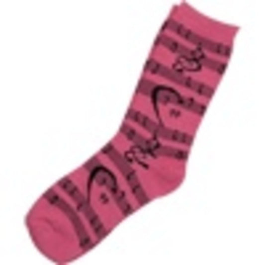 Socks Staff G Clef Bass Clef Pink / Black Womens
