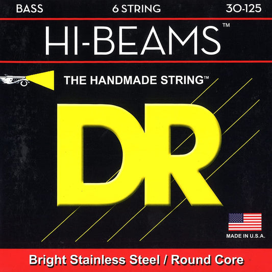 DR Hi-Beams Bright Stainless Steel Bass Strings 30-125 Gauge | Medium | 6-String