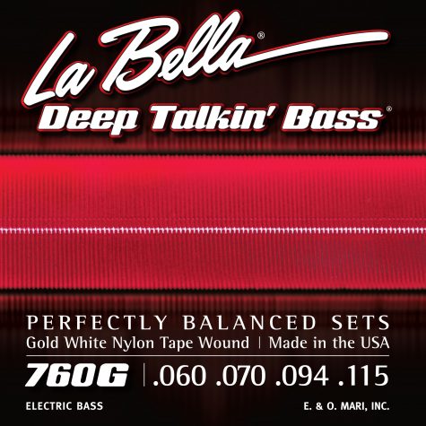 La Bella 760G Gold White Nylon Tape Bass Strings - Standard 60-115