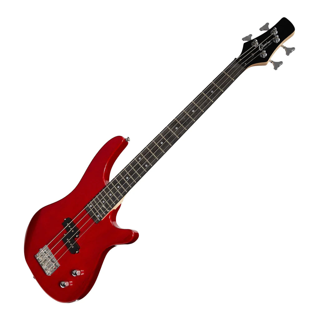 Casino 24 Series Tune-Style Electric Bass Guitar | Transparent Wine Red | Short Scale