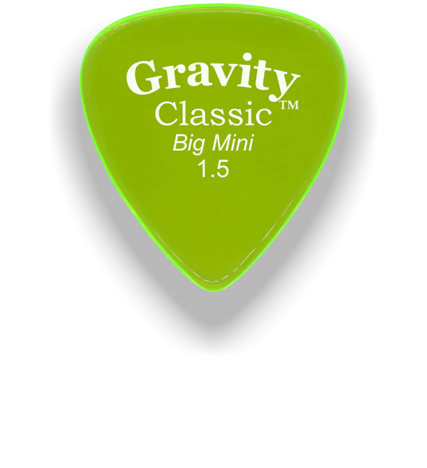 Gravity Picks Classic Big Mini 1.5mm Master Finish | Fluro Green