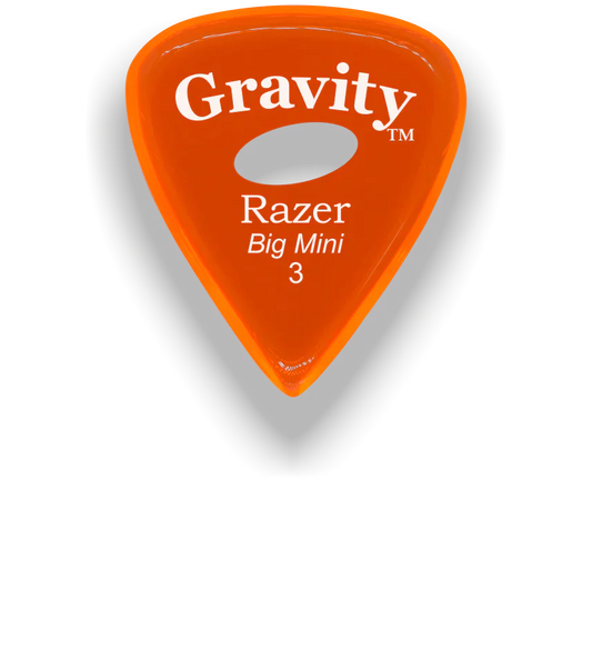 Gravity Picks Razer Big Mini 3mm Polished with Elipse Grip Hole | Orange