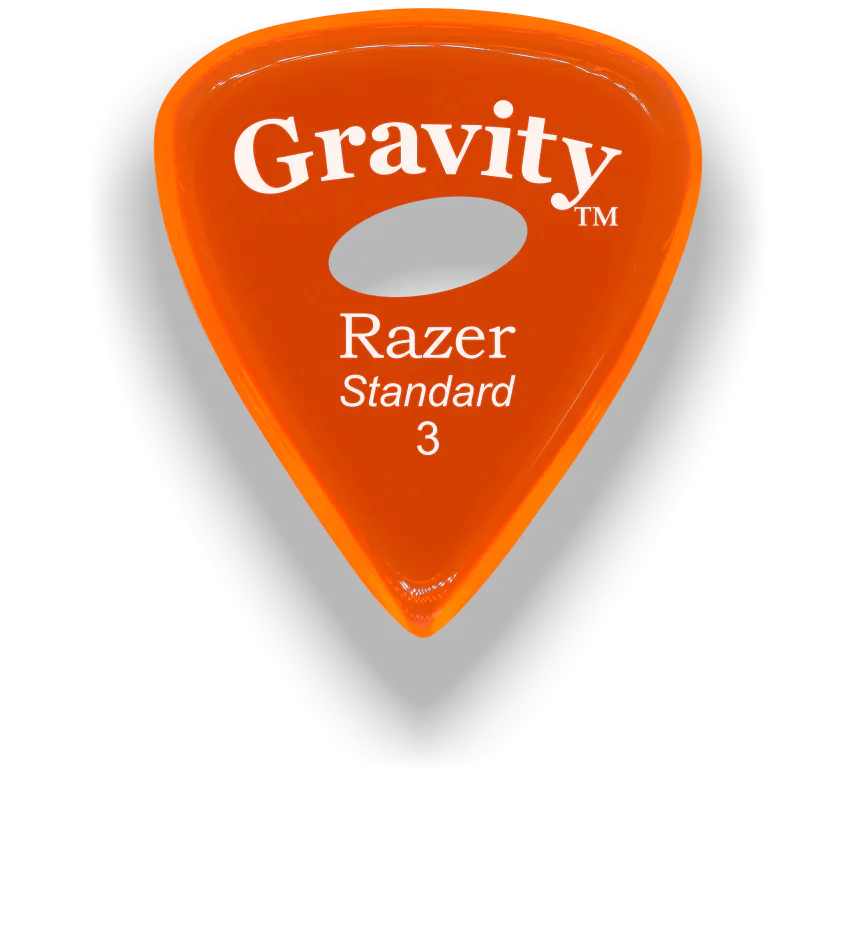 Gravity Picks Razer Standard 3mm Polished w\Elipse Grip Hole | Orange