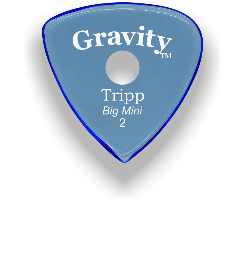 Gravity Picks Tripp Big Mini 2mm Polished w/Round Grip Hole | Blue
