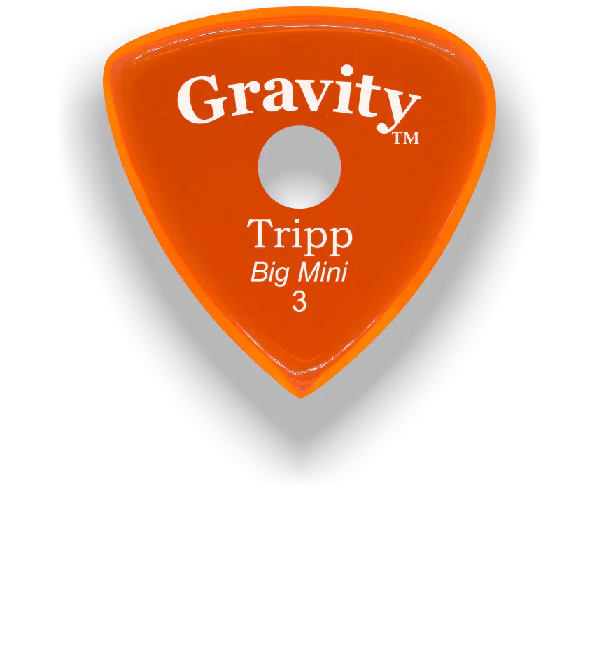 Gravity Picks Tripp Big Mini 3mm Master Finish w/Round Grip Hole | Orange
