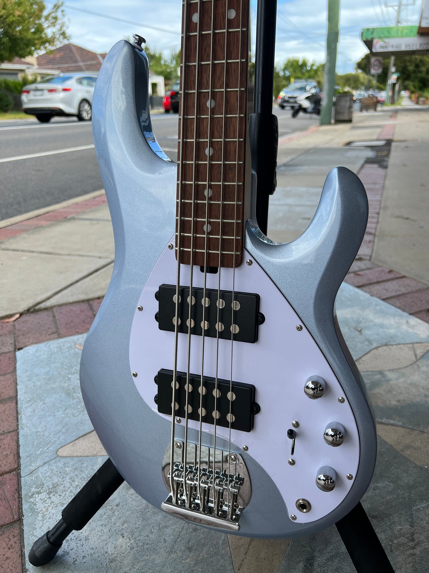 Sterling Stingray Ray5HH 5-String Bass Guitar | Lake Blue Metallic