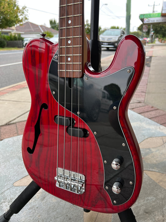 Maruszczyk Mr.Tee Semi Hollow 4-String Electric Bass | Trans Red