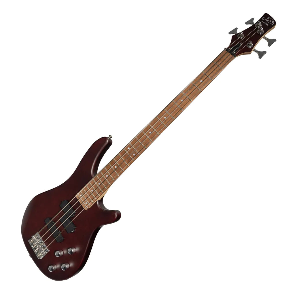 J&D Luthiers T-Style Electric Bass Guitar | 4-String | Satin Brown Stain