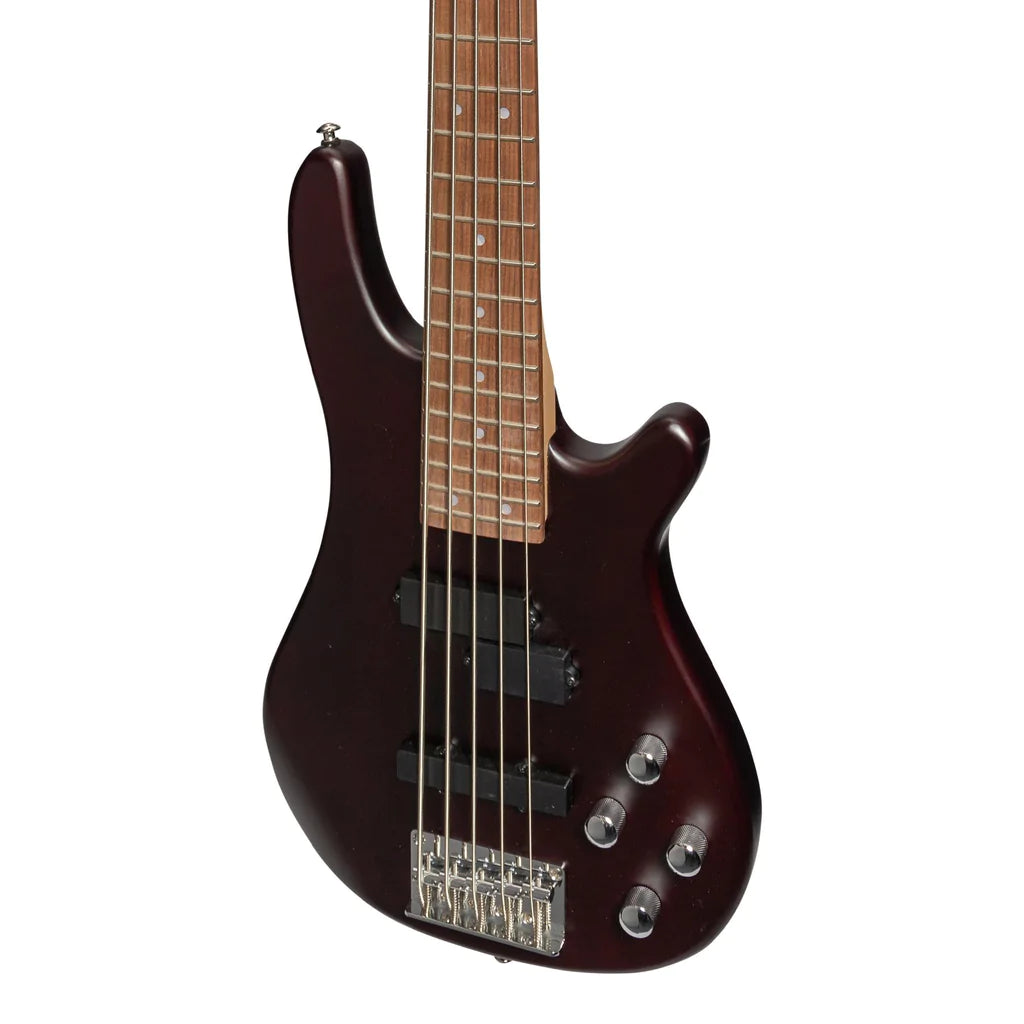 J&D Luthiers T-Style Electric Bass Guitar | 5-String | Satin Brown Stain