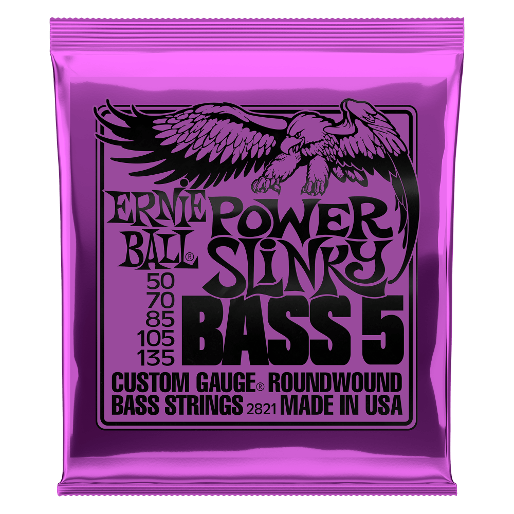 Ernie Ball P02821 Power Slinky 5-String Nickel Wound Electric Bass Strings 50-135 Gauge