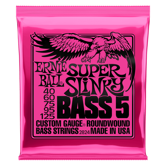 Ernie Ball P02824 Super Slinky 5-String Nickel Wound Electric Bass Strings 40-125 Gauge