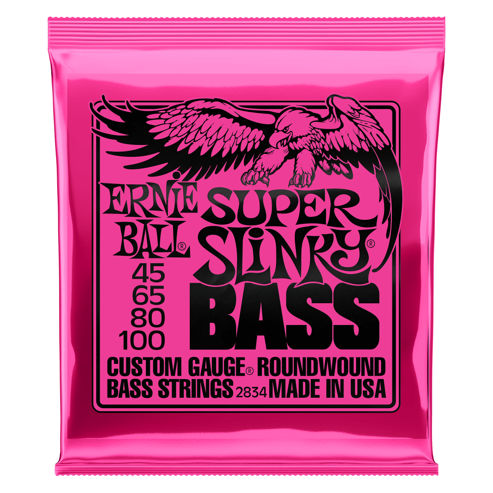 Ernie Ball P02834 Super Slinky Nickel Wound Electric Bass Strings 45-100 Gauge