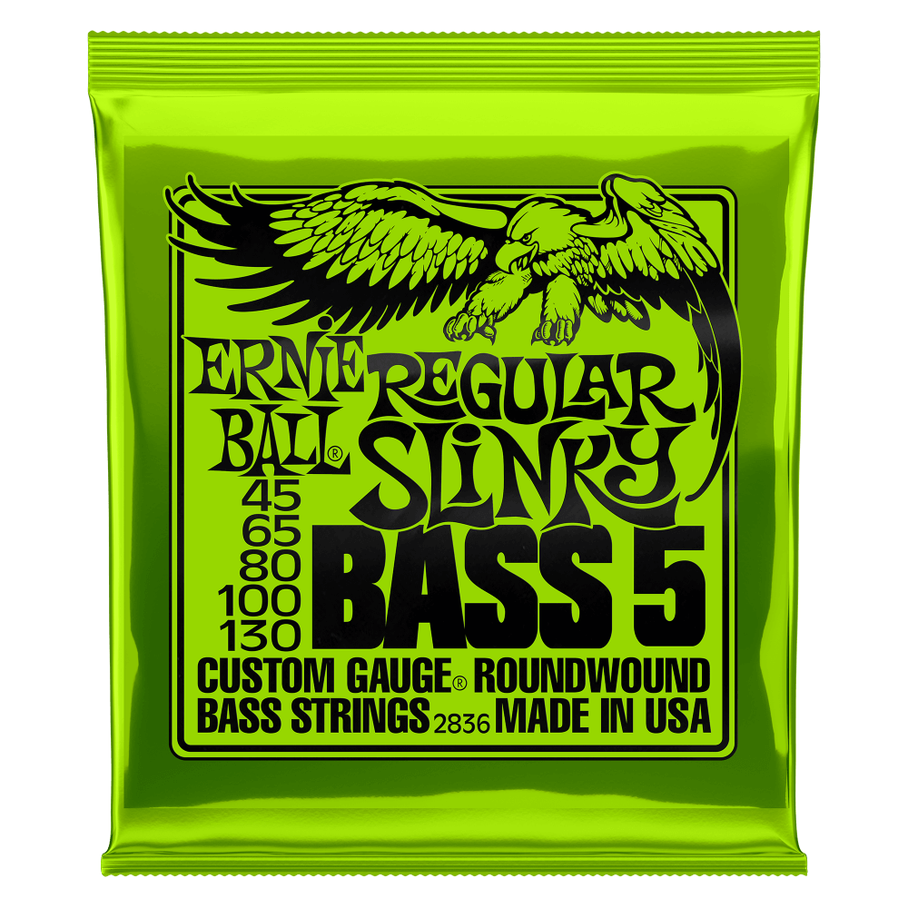 Ernie Ball P02836 Regular Slinky 5-String Nickel Wound Electric Bass Strings 45-130 Gauge