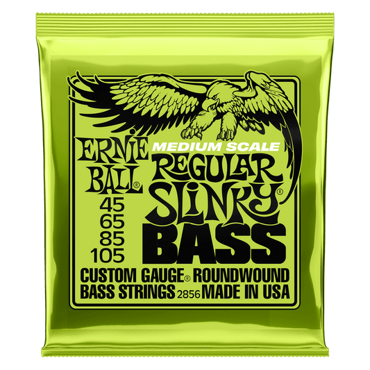Ernie Ball P02856 Regular Slinky Nickel Wound Medium Scale Bass Strings 45-105 Gauge
