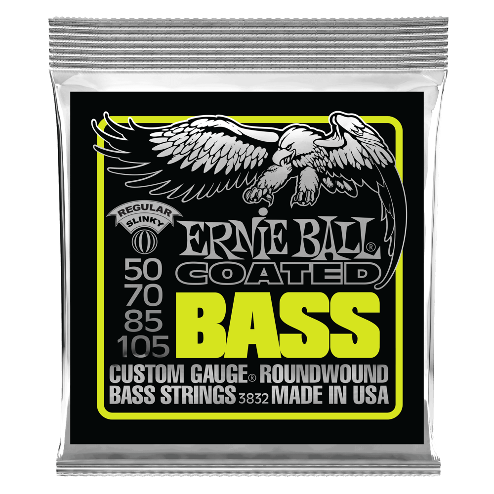 Ernie Ball P03832 Regular Slinky Coated Electric Bass Strings 50-105 Gauge