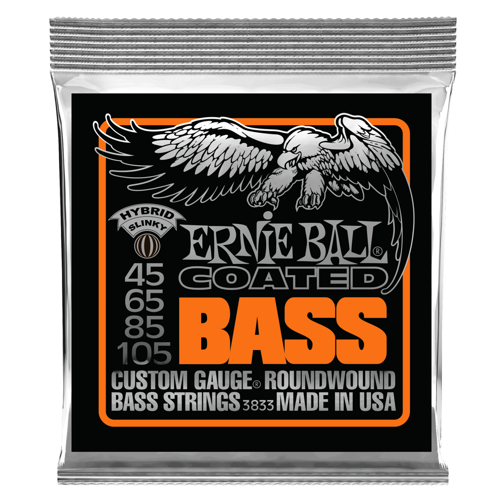 Ernie Ball P03833 Hybrid Slinky Coated Electric Bass Strings 45-105 Gauge