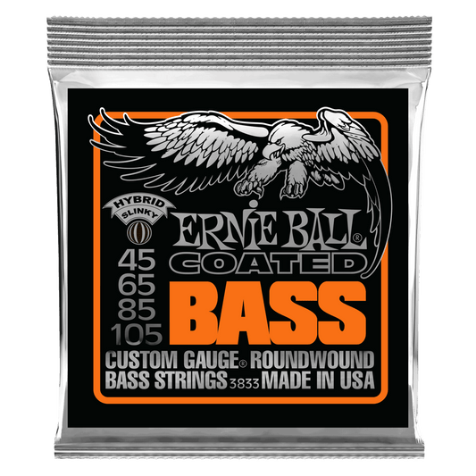 Ernie Ball P03833 Hybrid Slinky Coated Electric Bass Strings 45-105 Gauge