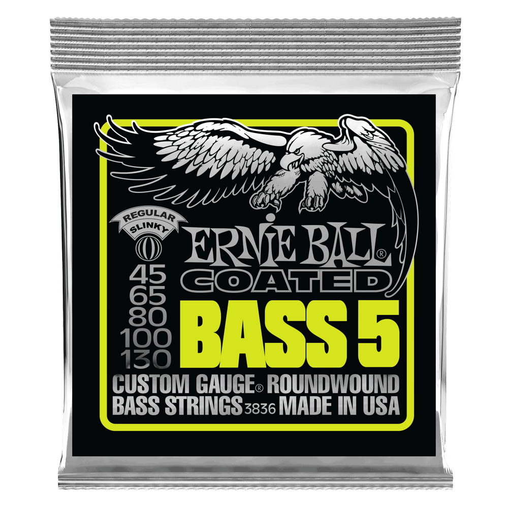 Ernie Ball P03836 Bass 5 Slinky Coated Electric Bass Strings 45-130 Gauge