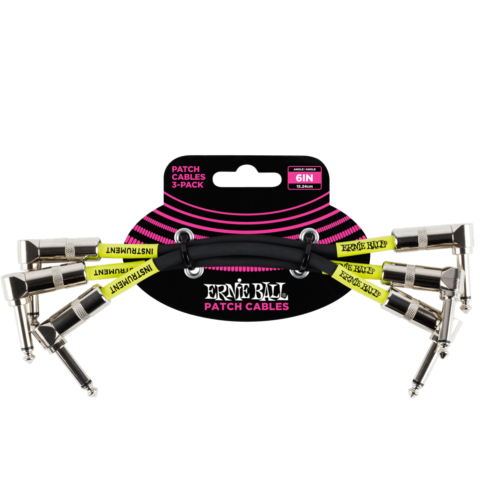 Ernie Ball 6" Angle / Angle Patch Cable 3 Pack - Black