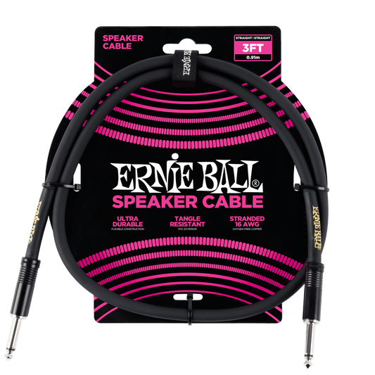 Ernie Ball 3' Straight / Straight Speaker Cable | Black