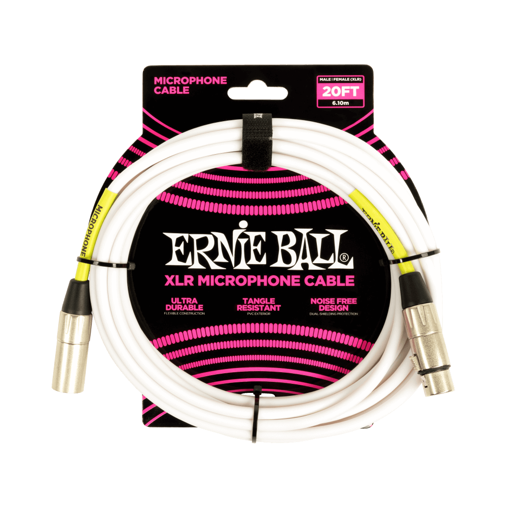 Ernie Ball 20' Male / Female XLR Microphone Cable | White