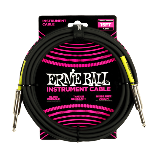 Ernie Ball 10' Straight / Straight Instrument Cable | Black