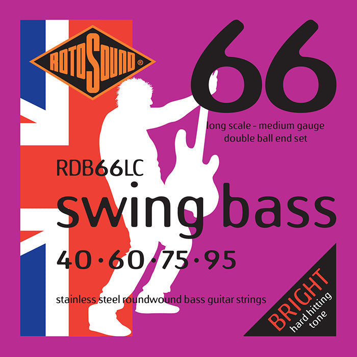 Rotosound RDB66LC Swing Bass 66 Medium Gauge Bass String Set | 40-95 | Double Ball End