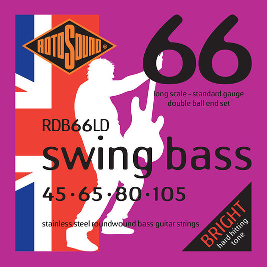 Rotosound RDB66LD Swing Bass 66 Standard Gauge Bass String Set | 45-105 | Double Ball End