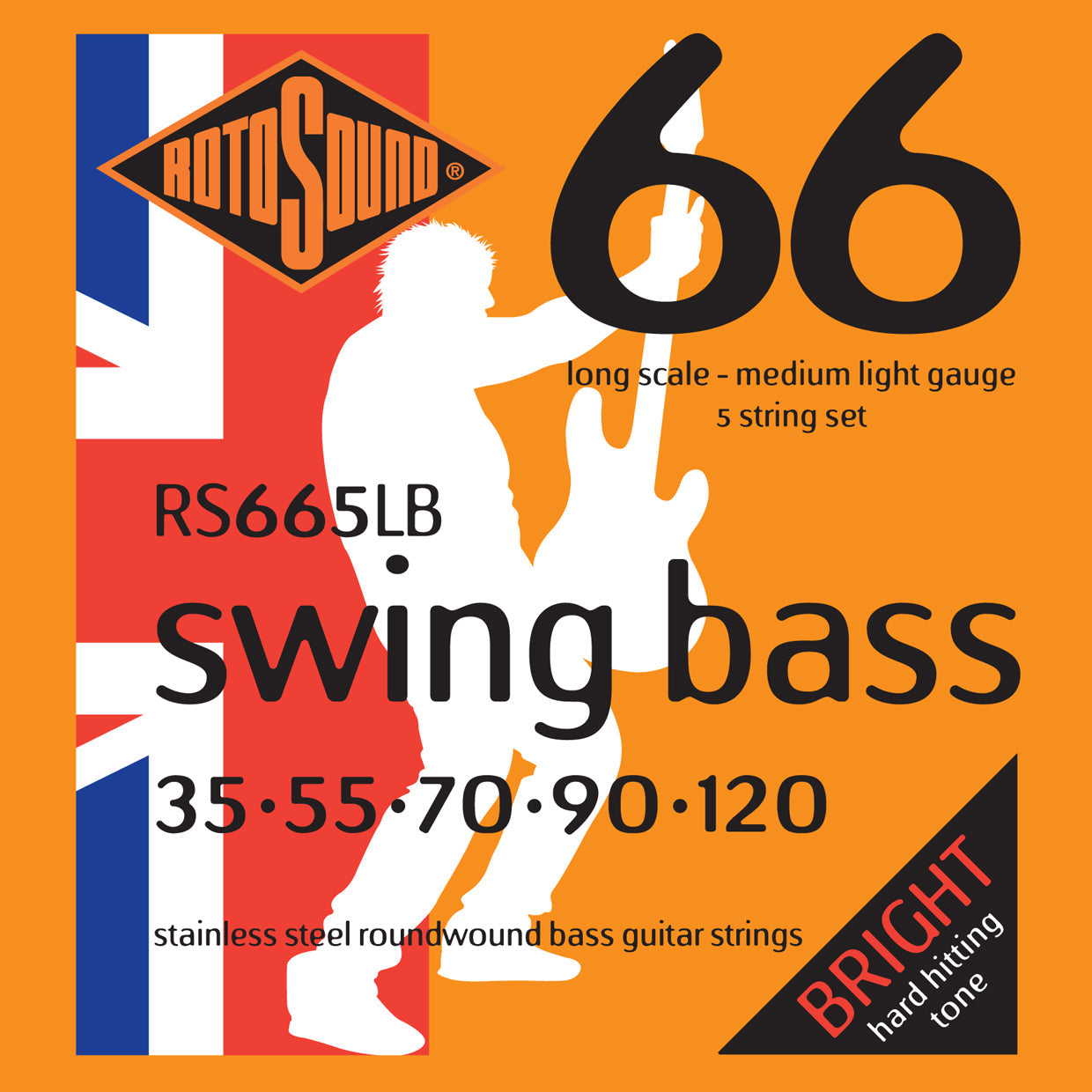 Rotosound RS665LB Swing Bass 66 Medium Light Gauge Bass String Set | 35-120 | 5-String