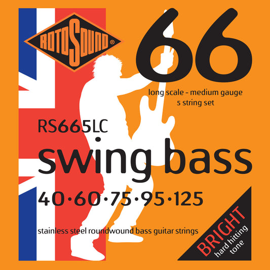Rotosound RS665LC Swing Bass 66 Medium Gauge Bass String Set | 40-125 | 5-String