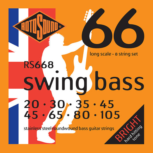 Rotosound RS668 Swing Bass 66 Hybrid Bass String Set | 20-45 45-105 | 8-String